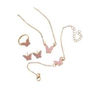 DIEKE Parure de bijoux avec pendentif, bague et boucles d'oreilles en forme de papillon pour les femmes à la recherche de bijoux élégants et uniques, taille unique, Comme décrit, Comme décrit.