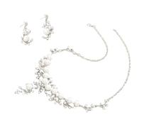 DIEKE Parure de bijoux de mariage avec pendentif et boucles d'oreilles en strass
