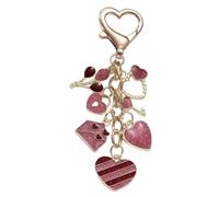 DIEKE Porte-clés unique en forme de cœur pailleté avec pampilles papillon pour ajouter un charme unique à n'importe quel sac à main pour femmes et filles Accessoire de sac tendance, E, One Size