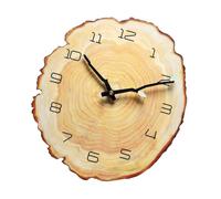 DIEKE Rustics Horloge murale décorative en bois à piles avec anneaux analogiques sans tic-tac pour étagère