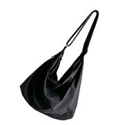 DIEKE Sac à bandoulière en nylon doux avec sangle réglable à fermeture éclair pour un usage quotidien pratique et tendance, Noir , One Size