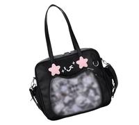 DIEKE Sac à bandoulière pour uniforme d'écolière japonaise, sac à livres d'étudiant, en cuir PU, fenêtre transparente, grande capacité, sac à main tendance transparent, Noir , One Size