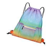 DIEKE Sac de plage en maille respirante, sac à dos pour équipement de natation, sac à dos à cordon avec poche zippée, organiseurs de sport, équipement de voyage, sacs à dos à cordon