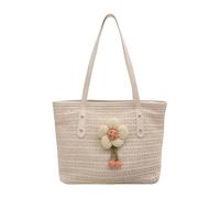 DIEKE Sac de plage pour femme - Grande capacité - Sac à bandoulière élégant en paille - Sac à main tendance pour voyage - Grande capacité - Tendance - Vacances, blanc, One Size