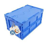 DieKlappbox® Caisse Pliable Robuste avec Couvercle, Grande Boîte de Rangement Pliante, Fabriqué en Allemagne, 60x40x33 cm, Bleu
