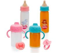 DIELIANHUA 4 pcs Biberon Magique et 2 pcs Tétine Poupée, New Born Baby Bouteille Magique, Biberon à Lait Magique Biberon de Poupée, Convient aux Enfants de Plus de 3 Ans