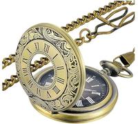 DIELIANHUA Montre de Poche, Montre de Poche Homme, Montres de Poches avec Chaîne, Montres de Poches Classique À Chaîne de Taille, Soigneusement Gravée, Idéale comme Cadeau d'anniversaire
