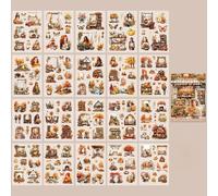 DIELOVEHUA 20 Feuilles Autocollant Scrapbooking, Stickers Aesthetic, Plantes Fleurs Scrapbooking Autocollant, pour DIY Scrapbook Journal Aesthetic Cahier Album - Automne