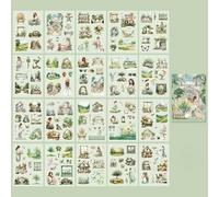 DIELOVEHUA 20 Feuilles Autocollant Scrapbooking, Stickers Aesthetic, Plantes Fleurs Scrapbooking Autocollant, pour DIY Scrapbook Journal Aesthetic Cahier Album - Printemps