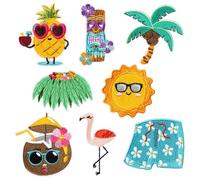 DIELOVEHUA 8 Pièce Patch Thermocollant, Patchs de Broderie d'été, Patchs Brodés de Plage de Flamants Roses, Ecusson Thermocollant Enfant et Adultes, pour Vêtements, Sacs à Dos, Chapeaux, Jeans