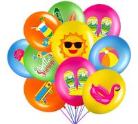 DIELOVEHUA Ballons Fête Hawaïenne, 20 Pièces Ballons en Latex Hawaïens Colorés, Ballon de plage Flamingo Piscine, Décorations de Fête d'été, pour Tropicaux Piscine Plage Thème Anniversaire