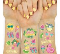 DIELOVEHUA Hawaïens Tatouage Ephemere Enfant, 2 Feuilles de Tatouages Temporaires pour Enfants, Feuilles de Tatouage Pailletés, Fournitures de Fête d'anniversaire de Piscine de Plage d'été