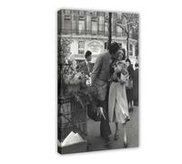 Diempi Poster sur toile Robert Doisneau The Bouquet of Daffodils Paris 1950 - Décoration murale pour salon, chambre à coucher - 30 x 45 cm