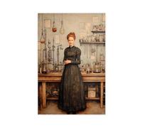 Diempi Poster vintage Marie Curie (2) sur toile pour décoration de chambre à coucher, bureau, chambre, cadeau 20 x 30 cm