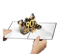 Diese-Klappkarten Carte 90e Anniversaire Pop Up - Carte de Voeux pour le 90e Anniversaire Femme Homme avec Enveloppe