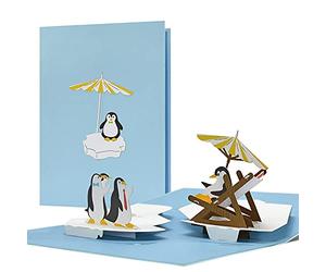 Diese-Klappkarten Carte de départ pour départ à la retraite, protection de la mère, etc. Pingouin pop-up | Carte d'adieu pour collègues | Carte de retraite « Pingouins », C24