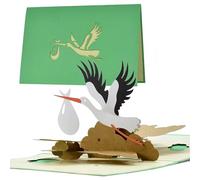 Diese-Klappkarten Carte de Félicitations pour Maman - Carte Originale 3D pour les Jeunes Parents avec Enveloppe - Cigogne