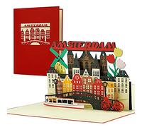 Diese Klappkarten Carte pop-up 3D Chèque de voyage d'Amsterdam - Comme bon d'achat - Invitation pour des vacances voyage en Hollande - Idée cadeau