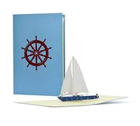 B16 Carte d'anniversaire avec voilier pop-up 3D, yacht, bon de voyage original pour la voile, voyage à la voile, idée cadeau d'anniversaire