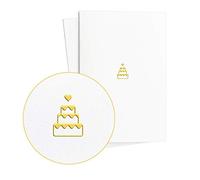 Diese-Klappkarten Lot de 2 cartes de vœux élégantes pour mariage ou anniversaire avec gâteau de mariage en relief doré sur papier texturé - E18