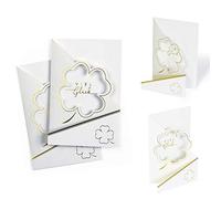 Diese-Klappkarten X049 Lot de 2 cartes d'anniversaire avec inscription en relief en feuille d'or Blanc