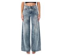 Diesel - 1966 D-Sire High-Rise Wide-Leg Jeans - Femme - Jeans - Bleu - Taille: W28