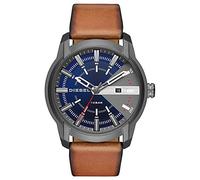Diesel Armbar Montre pour Homme, Mouvement à Quartz avec Bracelet en Silicone, Acier Inoxydable ou Cuir, Marron et Gris, 45mm