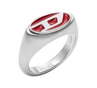 DIESEL Bague chevalière pour homme, acier inoxydable émaillé rouge, DX1444040