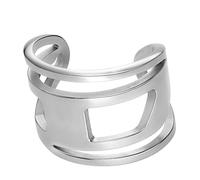 DIESEL Bagues unisexes en acier inoxydable avec logo D ovale et fermeture réglable ou à genouillère