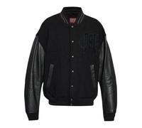 Diesel - Bomber en Cuir avec Fermeture à Bouton-pression - Homme - Vestes - Noir - Taille: L
