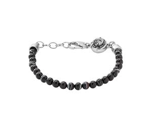 DIESEL Bracelet 'Beaded Studs' noir / argent, Taille One Size