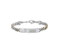 Diesel Bracelet pour homme avec plaque logo en acier inoxydable bicolore, DX1457931