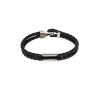 Diesel Bracelet Pour Hommes Stackables, L 18.5Cm Bracelet En Cuir Noir, DX1247040