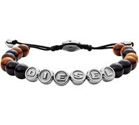 Diesel Bracelet Pour Homme, Perles, L 180-195mm X L 8.0mm X H 8.0mm Bracelet En Acier Inoxydable Argenté, DX1319040, Ton argenté