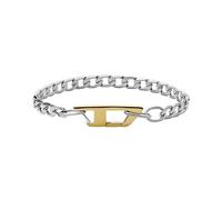 Diesel Bracelet Pour Hommes En Acier, L : 180-195mm, L : 7mm Bracelet En Acier Inoxydable Argenté, DX1338040