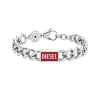 Diesel Bracelet Pour Hommes En Acier, Longueur : 180-195mm, Largeur : 12mm, Hauteur : 4.3mm Bracelet En Acier Inoxydable Argenté, DX1371040, Gris foncé