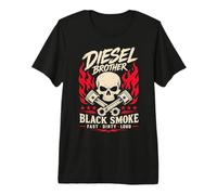 Diesel Brother Skull Pistons Graphic Smoke Fast Dirty Loud T-Shirt Haut de Gamme