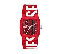 Diesel Cliffhanger Montre pour Homme, Mouvement Quartz avec Bracelet en Silicone, Acier Inoxydable ou Cuir, Rouge et Blanc, 36mm
