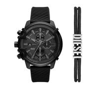 Diesel Coffret montre Griffed chronographe, en acier inoxydable, noir, pour homme, et bracelet, DZ4650SET