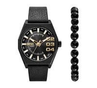 Diesel Coffret Montre Scraper à Trois Aiguilles, en Acier Inoxydable, Noir, et Bracelet, pour Homme, DZ2210SET