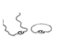 Diesel Collier et bracelet pour hommes, acier inoxydable argenté, set
