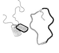 Diesel Collier Font en acier inoxydable argenté pour Homme, Set