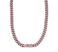 Diesel Collier Pour Hommes En Acier, Longueur : 450mm+50mm, Largeur : 21.9mm, Hauteur : 8mm Collier En Acier Inoxydable Rouge, DX1416040
