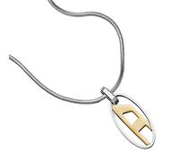 Diesel Collier pour homme – Acier inoxydable, fermoir à mousqueton – Or/argent Taille One Size