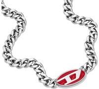 Diesel DX1446040 Collier Femme Acier inoxydable Argent Rouge 50 cm