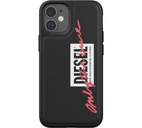 Diesel, Étui pour Apple iPhone 12 Mini modèle Embroidery avec slogan "Only the brave"., Noir