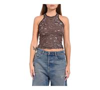 Diesel, Femme, Tops, Brun, Taille: 38 FR Haut sans manches Slim Fit avec logo