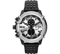 Diesel Griffed Montre pour Homme, Mouvement à Quartz/Chronographe avec Bracelet en Silicone, Acier Inoxydable ou Cuir, Graphite et Ton Argenté, 48mm