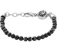 DIESEL Bracelet 'Beaded Studs' noir / argent, Taille One Size