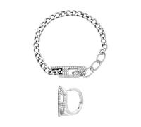 Diesel Homme Bracelet et Boucles d’Oreilles D Logo en Acier Inoxydable Argenté, Set
